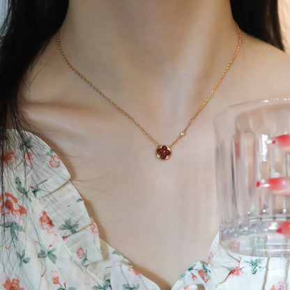 [OAKJURI Jewelry]SUN PEDANT PINK GOLD 1 DIAMOND NECKLACE