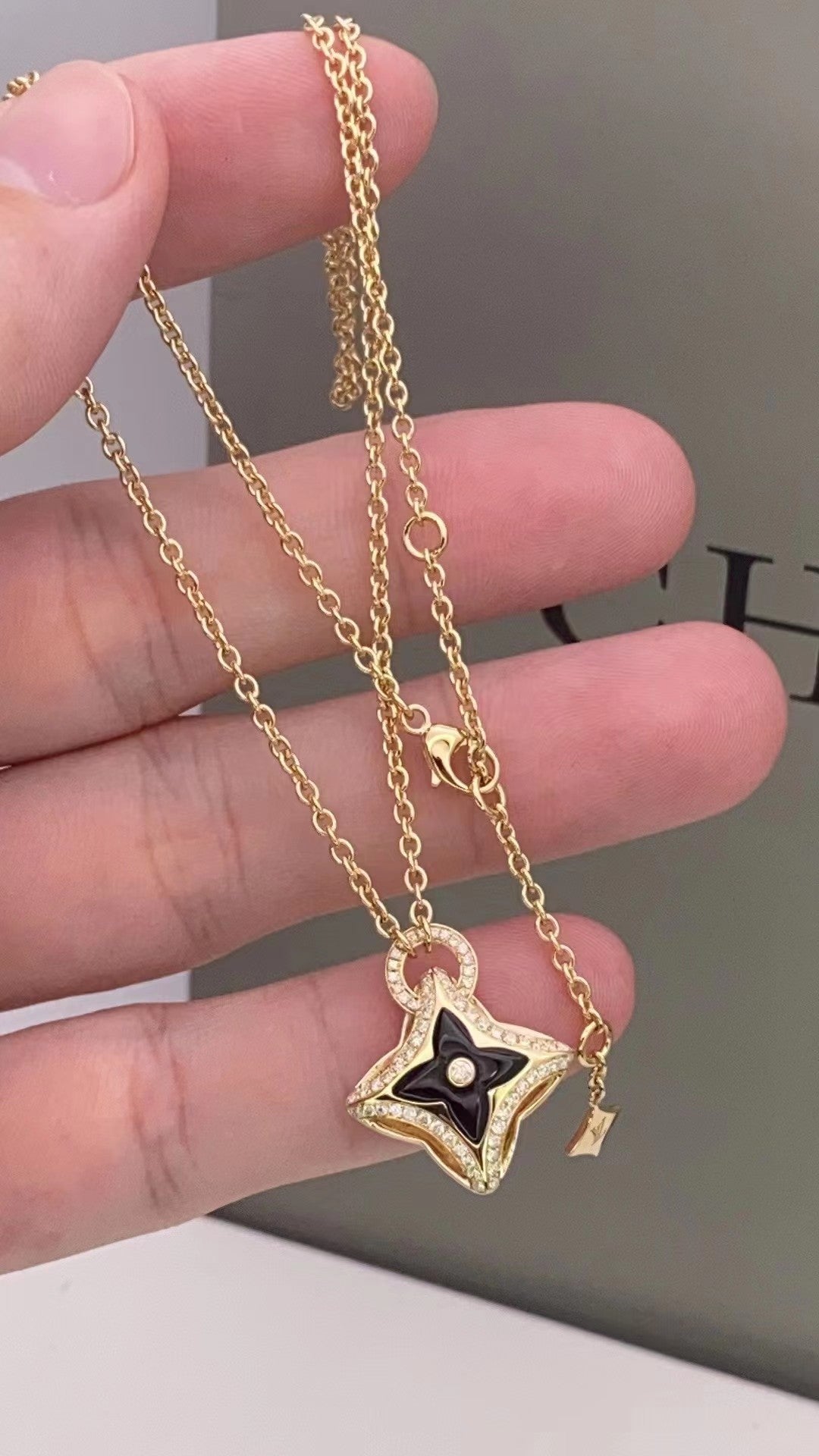 [OAKJURI Jewelry]STAR PEDANT PINK GOLD DIAMOND NECKLACE