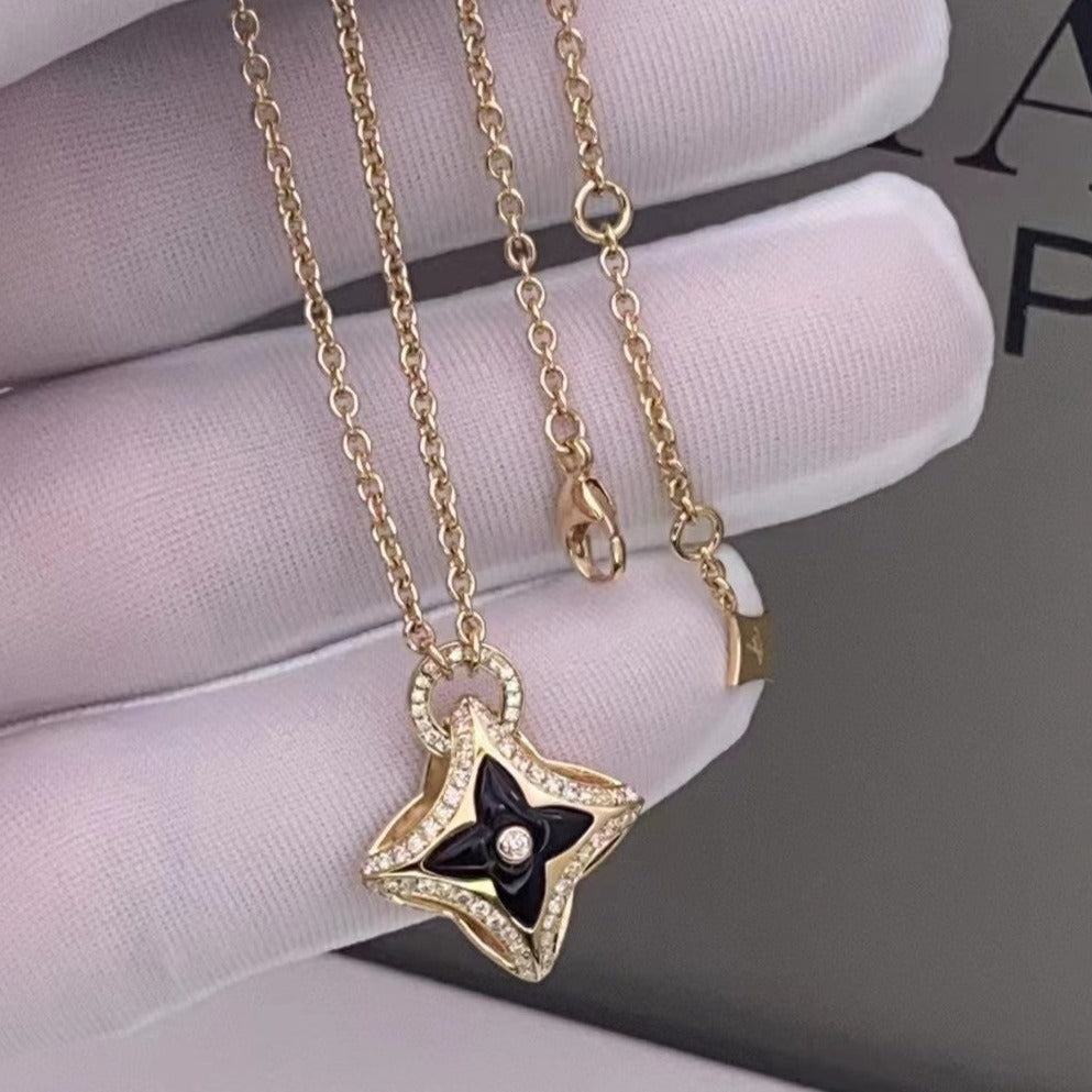 [OAKJURI Jewelry]STAR PEDANT PINK GOLD DIAMOND NECKLACE