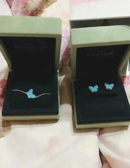 [OAKJURI Jewelry]BUTTERFLY TURQUOISE EARRINGS SILVER