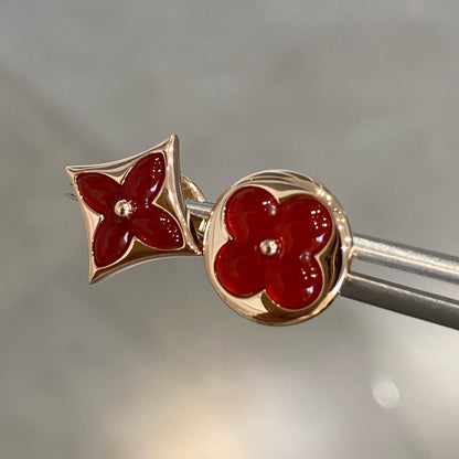 [OAKJURI Jewelry]STAR AND SUN PINK GOLD CARNELIAN STUD EARRINGS