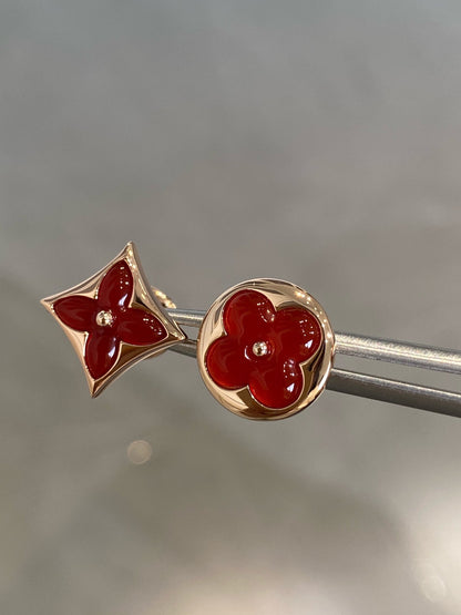 [OAKJURI Jewelry]STAR AND SUN PINK GOLD CARNELIAN STUD EARRINGS