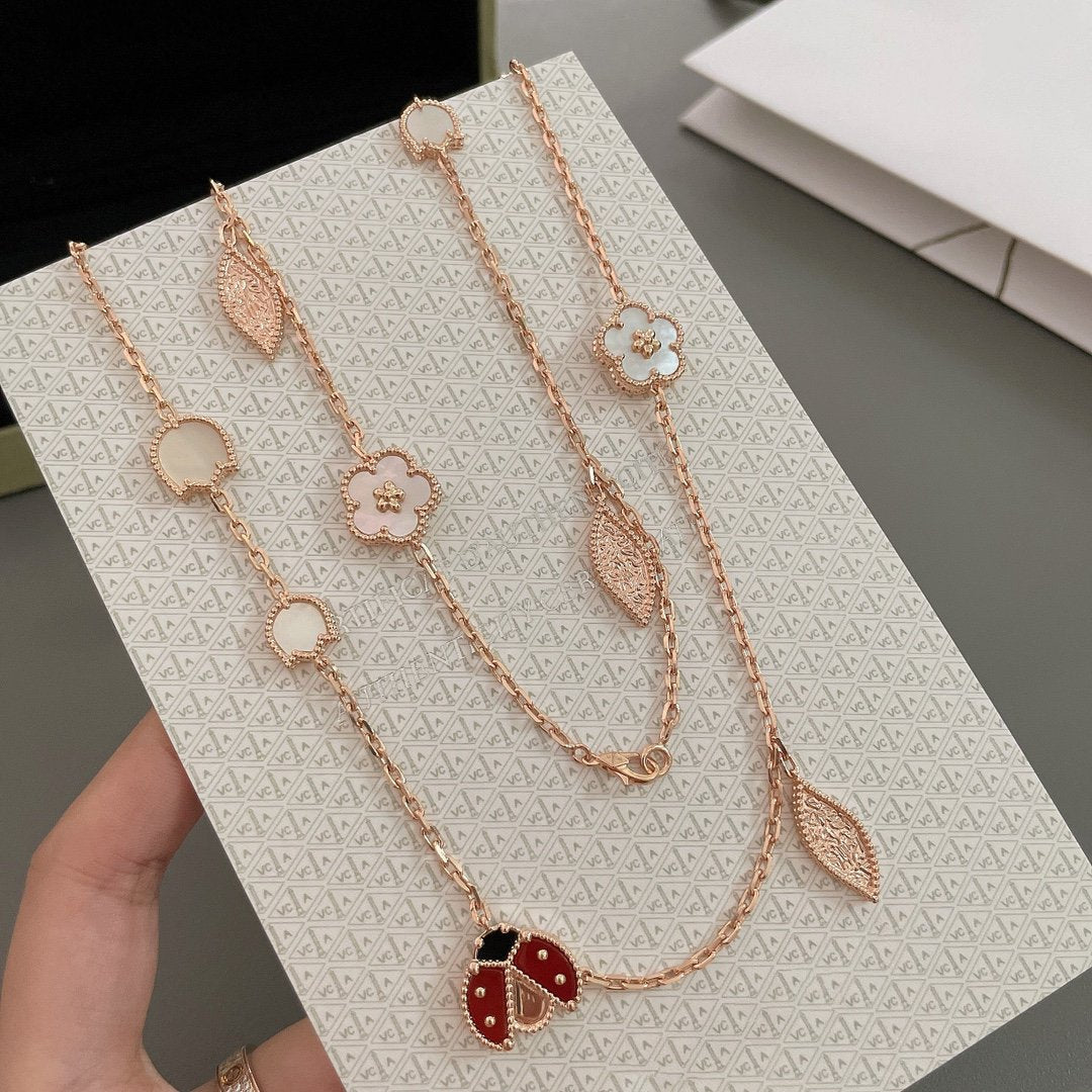 [OAKJURI Jewelry]LUCKY SPRING 15 MOTIFS ROSE GOLD NECKLACE