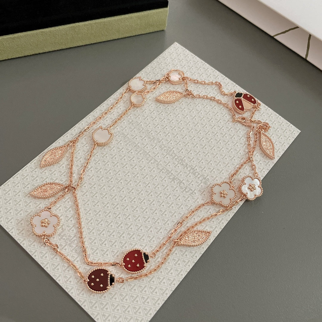 [OAKJURI Jewelry]LUCKY SPRING 15 MOTIFS ROSE GOLD NECKLACE