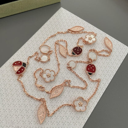 [OAKJURI Jewelry]LUCKY SPRING 15 MOTIFS ROSE GOLD NECKLACE