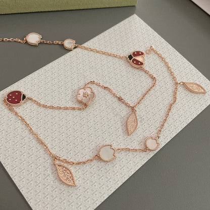 [OAKJURI Jewelry]LUCKY SPRING 15 MOTIFS ROSE GOLD NECKLACE