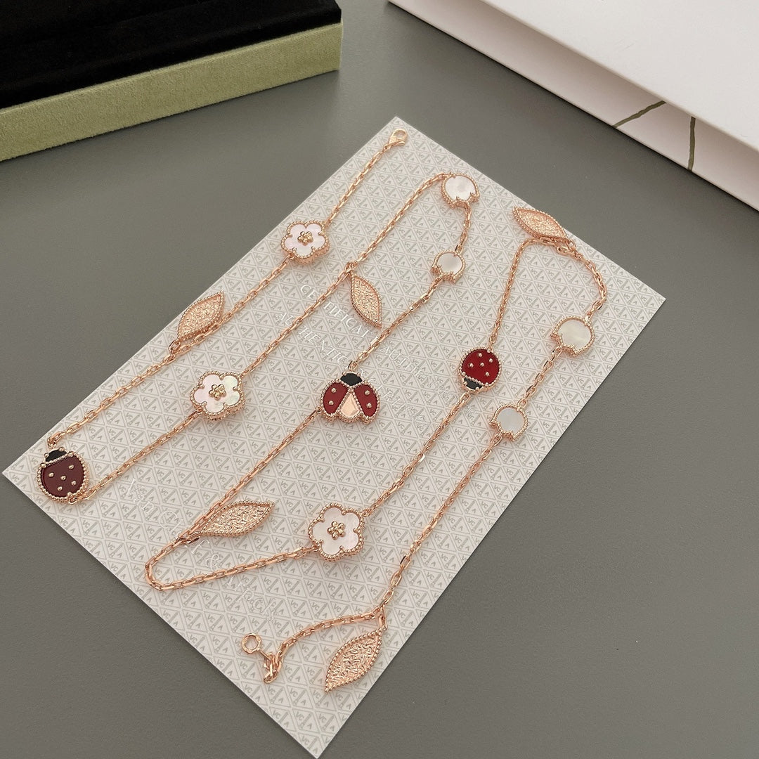 [OAKJURI Jewelry]LUCKY SPRING 15 MOTIFS ROSE GOLD NECKLACE