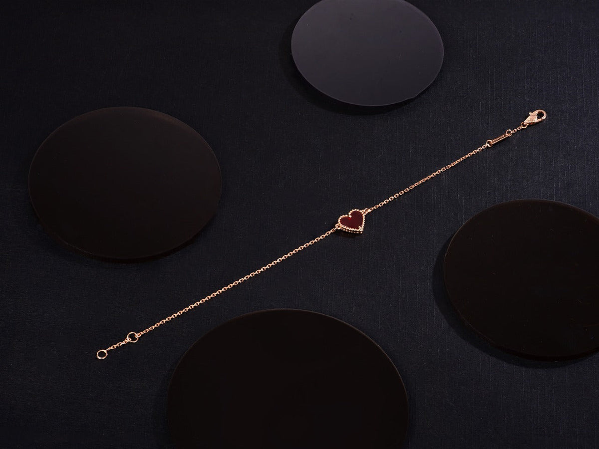 [OAKJURI Jewelry]HEART CARNELIAN PINK GOLD BRACELET