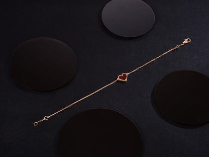 [OAKJURI Jewelry]HEART CARNELIAN PINK GOLD BRACELET