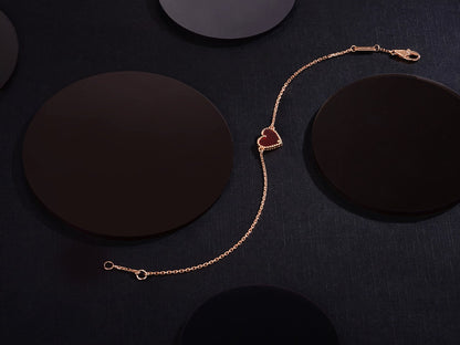 [OAKJURI Jewelry]HEART CARNELIAN PINK GOLD BRACELET