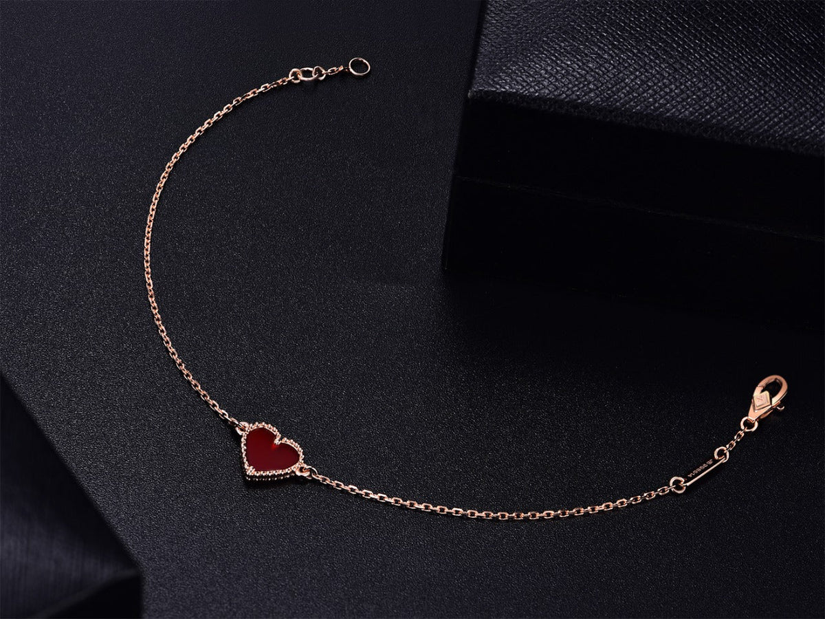 [OAKJURI Jewelry]HEART CARNELIAN PINK GOLD BRACELET