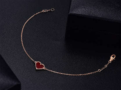 [OAKJURI Jewelry]HEART CARNELIAN PINK GOLD BRACELET
