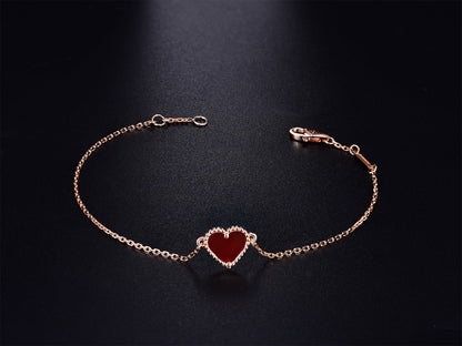 [OAKJURI Jewelry]HEART CARNELIAN PINK GOLD BRACELET