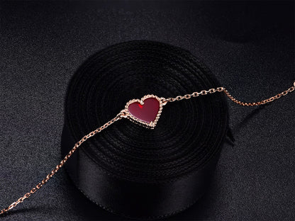 [OAKJURI Jewelry]HEART CARNELIAN PINK GOLD BRACELET