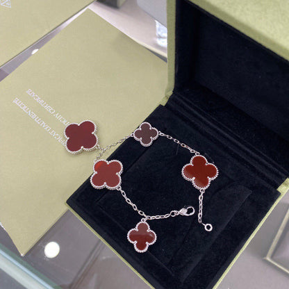 [OAKJURI Jewelry]CLOVER 5 MOTIFS SIVLER CARNELIAN BRACELET