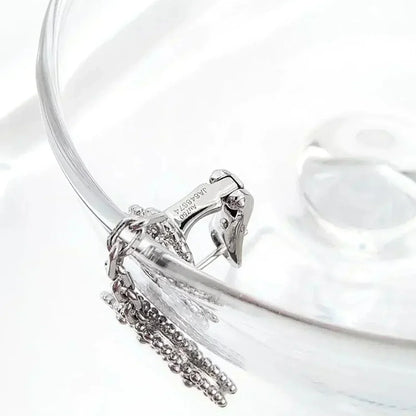 [OAKJURI Jewelry]CLOVER 2 MOTIFS  DIAMOND ONYX EARRINGS SILVER