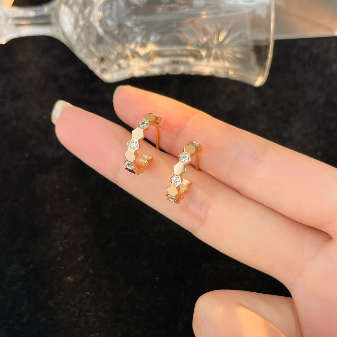 [OAKJURI Jewelry]BEE LOVE DIAMOND HOOP EARRINGS