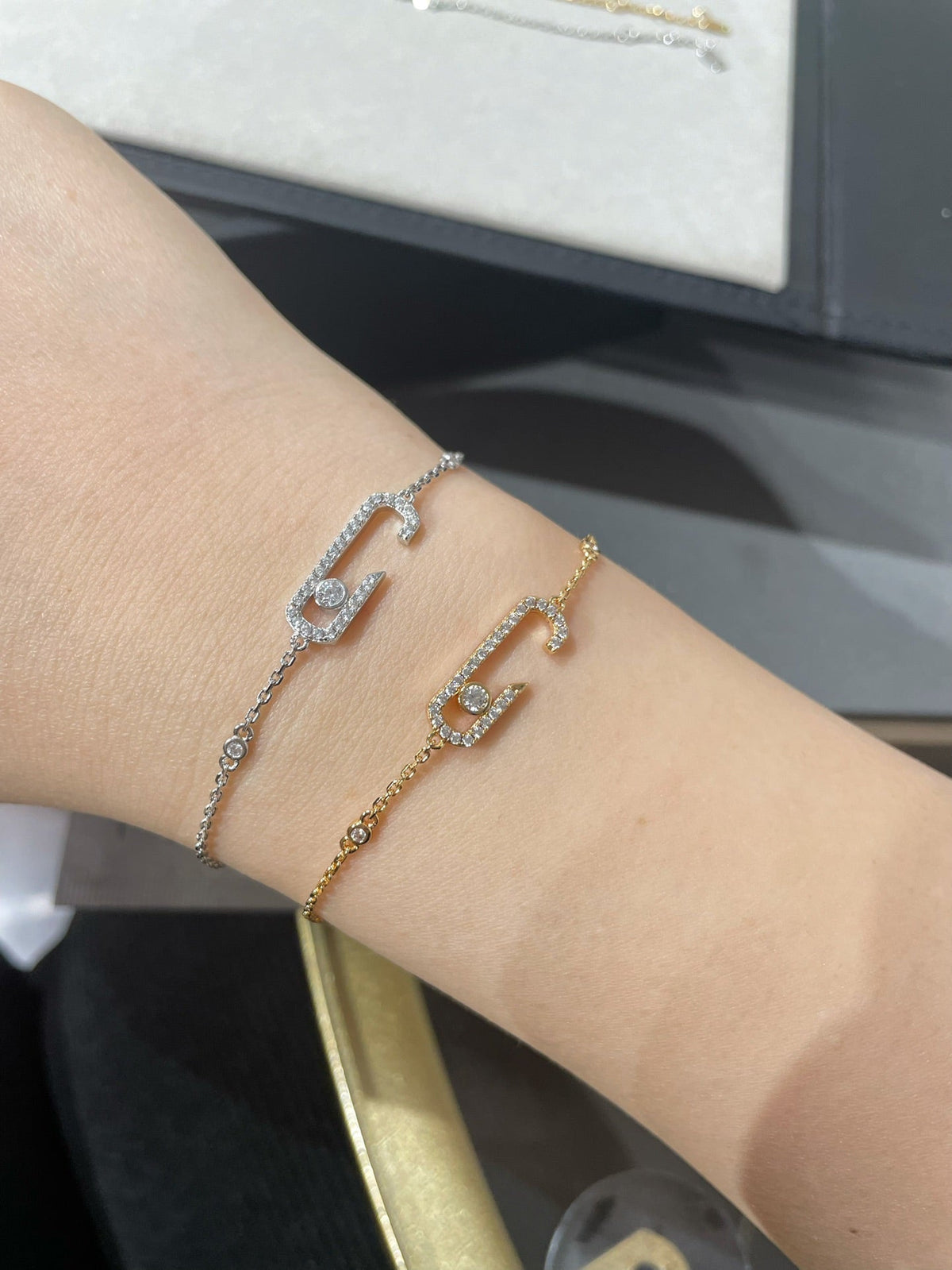 [OAKJURI Jewelry] LOVE & JUSTE Baby Move Diamond Bracelet Stack Set