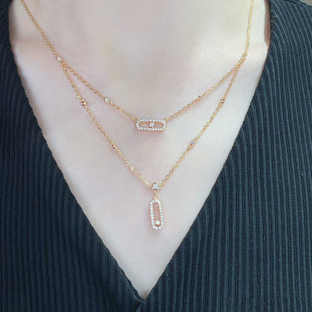 [OAKJURI Jewelry]MOVE 2 ROW DIAMOND NECKLACE