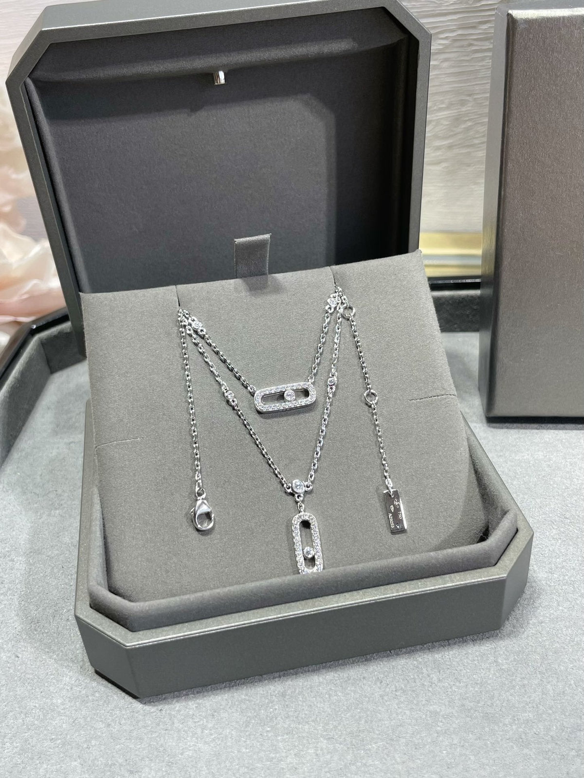 [OAKJURI Jewelry]MOVE 2 ROW DIAMOND NECKLACE