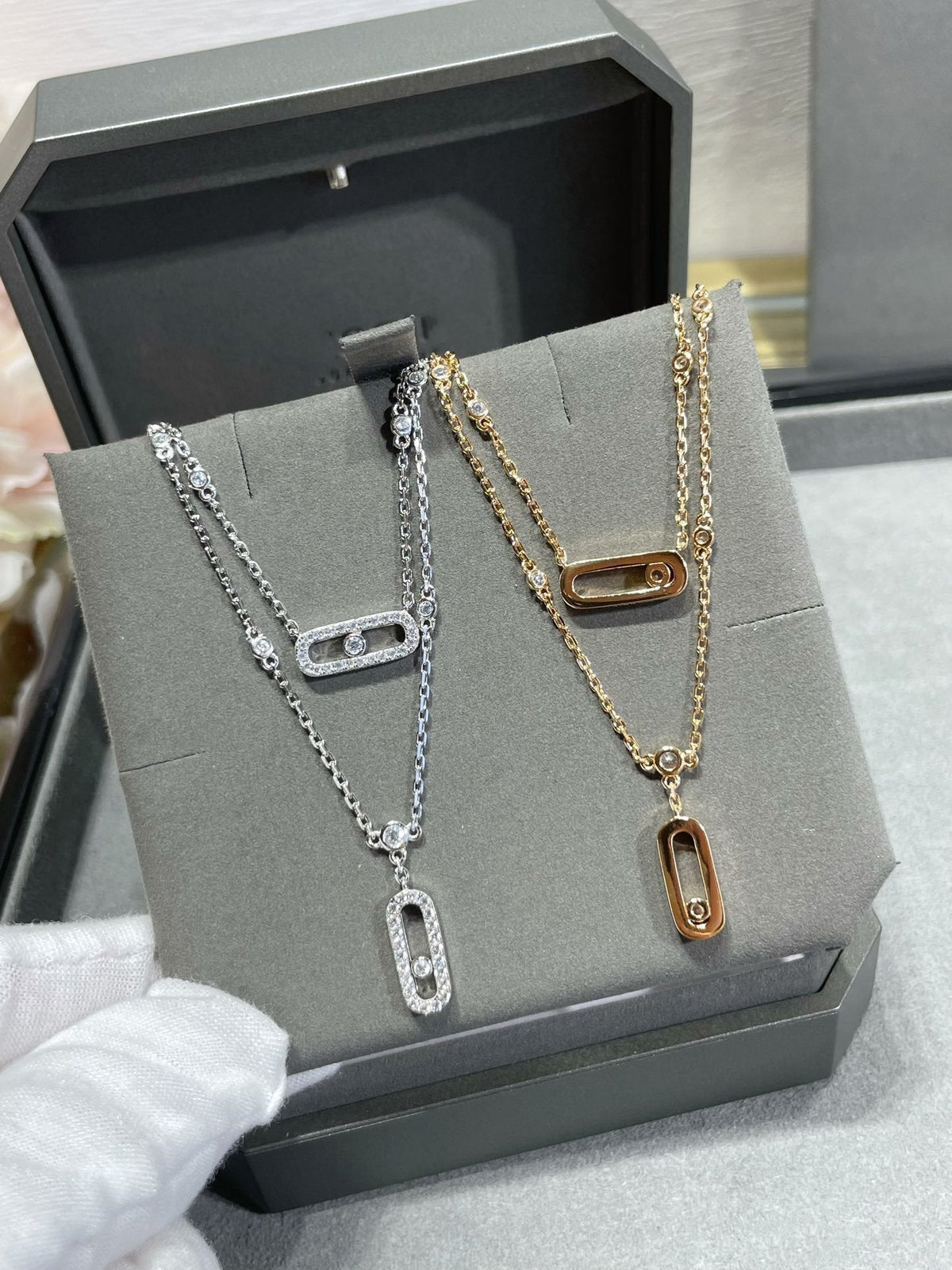 [OAKJURI Jewelry]MOVE 2 ROW DIAMOND NECKLACE