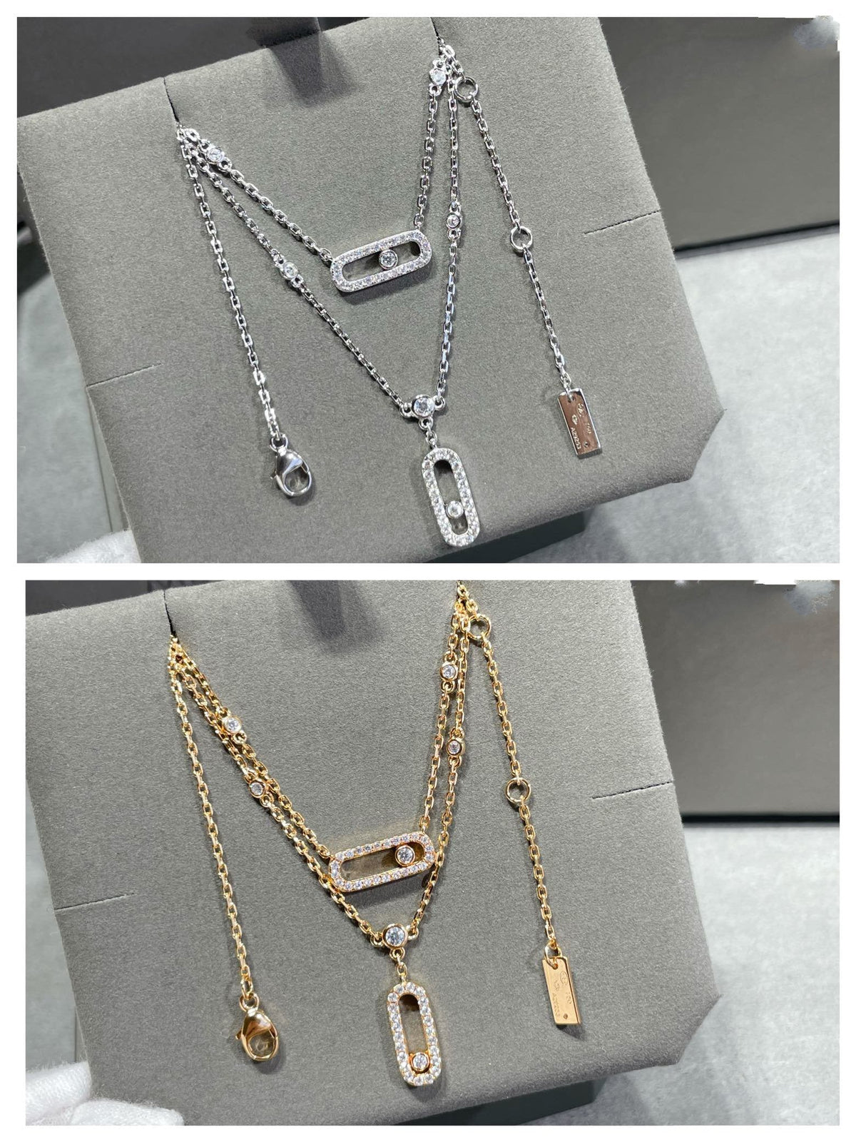 [OAKJURI Jewelry]MOVE 2 ROW DIAMOND NECKLACE