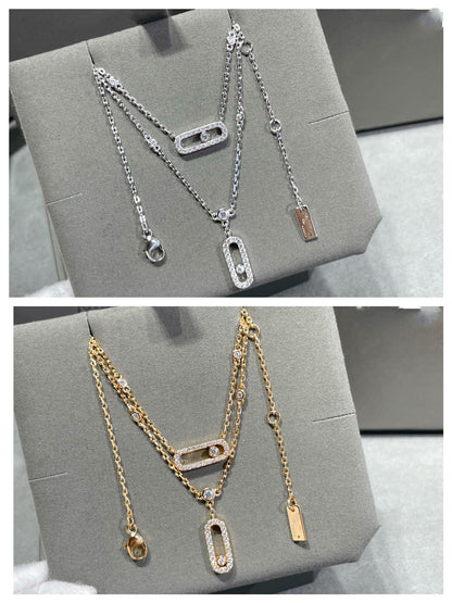 [OAKJURI Jewelry]MOVE 2 ROW DIAMOND NECKLACE
