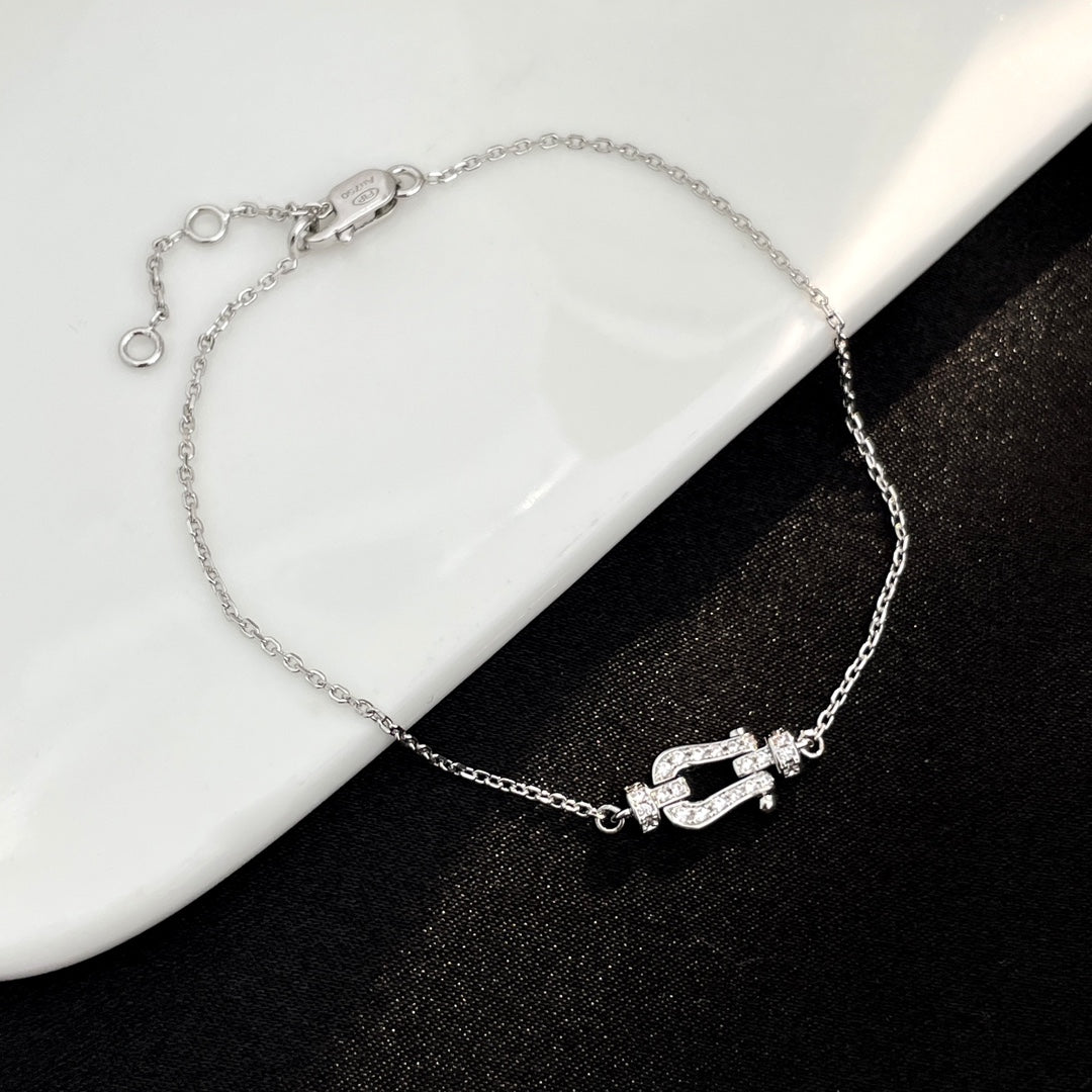 [OAKJURI Jewelry]FORCE 10 FULL DIAMOND BUCKLE CHAIN LINK MINI MODEL
