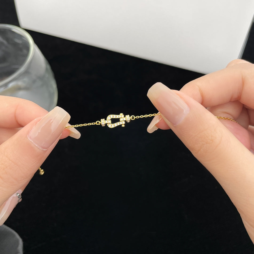 [OAKJURI Jewelry]FORCE 10 FULL DIAMOND BUCKLE CHAIN LINK MINI MODEL