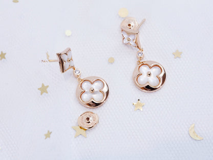 [OAKJURI Jewelry]STAR AND SUN PINK GOLD MOP DROP EARRINGS