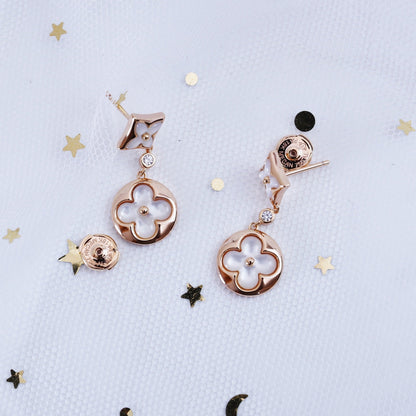 [OAKJURI Jewelry]STAR AND SUN PINK GOLD MOP DROP EARRINGS