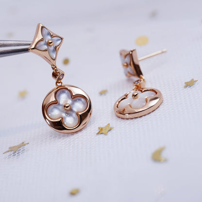 [OAKJURI Jewelry]STAR AND SUN PINK GOLD MOP DROP EARRINGS