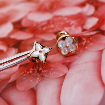 [OAKJURI Jewelry]STAR AND SUN PINK GOLD MOP STUD EARRINGS