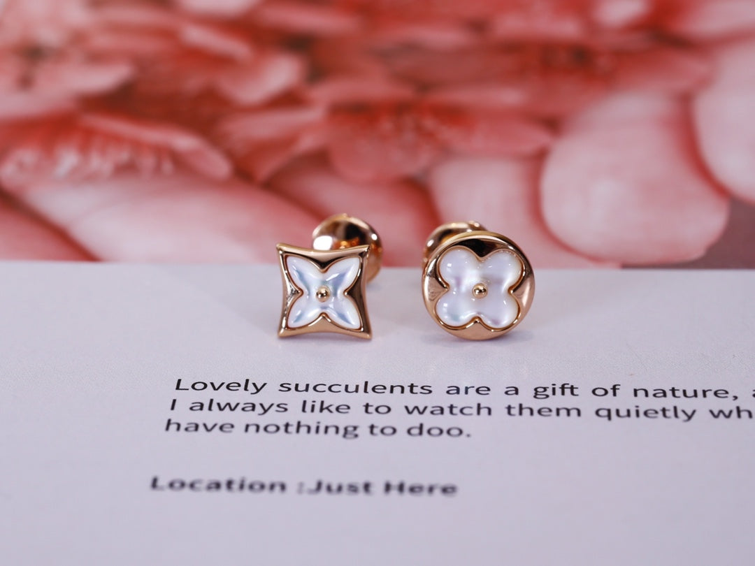 [OAKJURI Jewelry]STAR AND SUN PINK GOLD MOP STUD EARRINGS