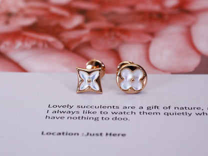 [OAKJURI Jewelry]STAR AND SUN PINK GOLD MOP STUD EARRINGS