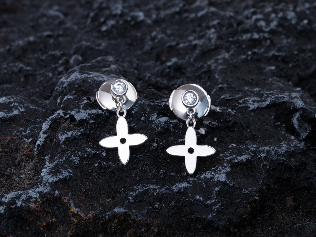 [OAKJURI Jewelry]VIDYLLE SILVER DIAMOND MINI DROP EARRINGS