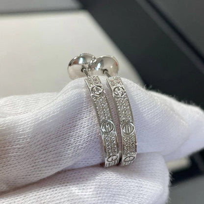 [OAKJURI Jewelry] LOVE EARRINGS 3.6MM DIAMOND PAVED