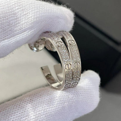 [OAKJURI Jewelry] LOVE EARRINGS 3.6MM DIAMOND PAVED