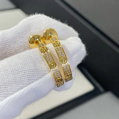 [OAKJURI Jewelry] LOVE EARRINGS 3.6MM DIAMOND PAVED