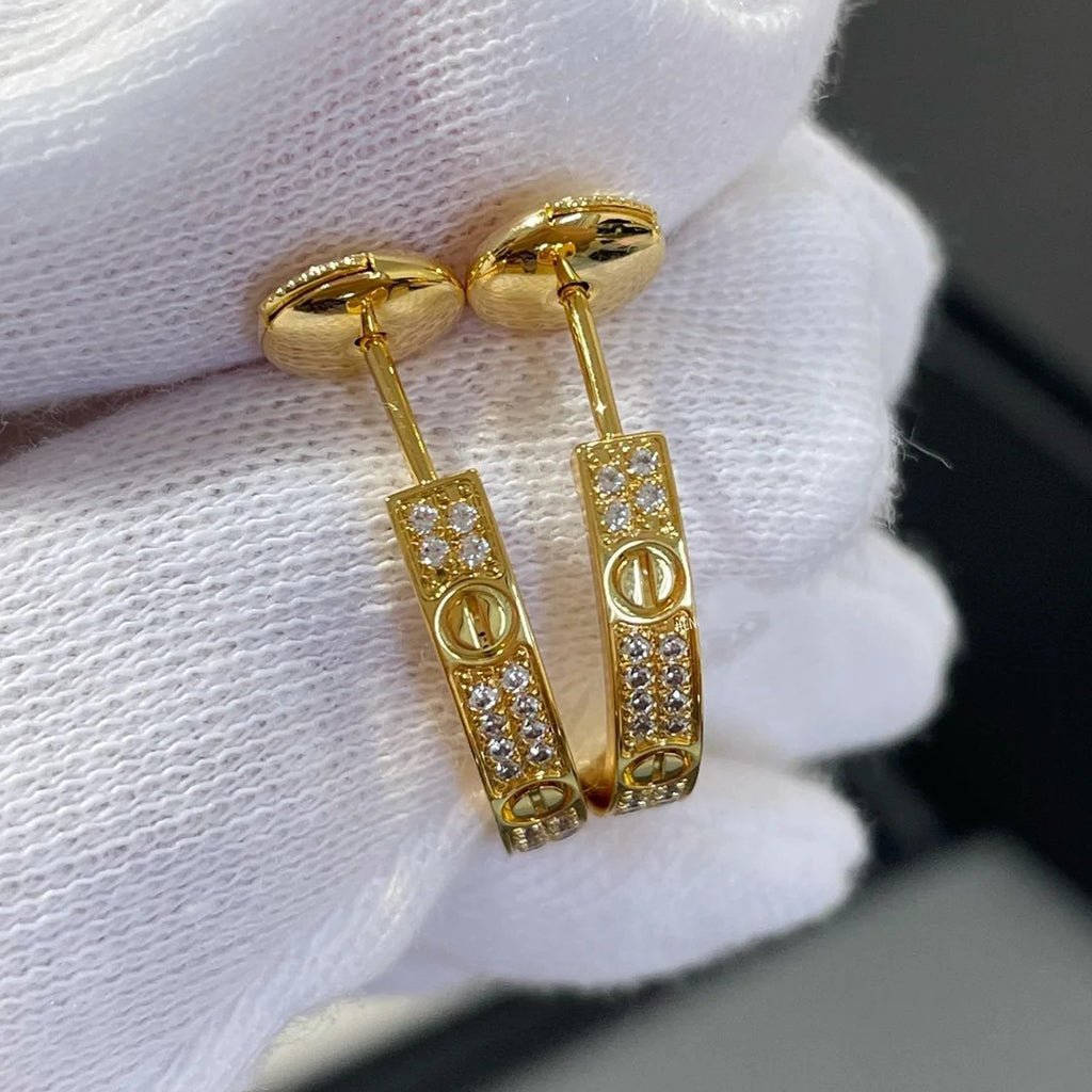 [OAKJURI Jewelry] LOVE EARRINGS 3.6MM DIAMOND PAVED