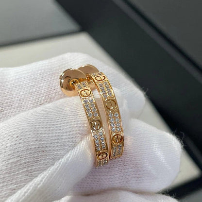 [OAKJURI Jewelry] LOVE EARRINGS 3.6MM DIAMOND PAVED