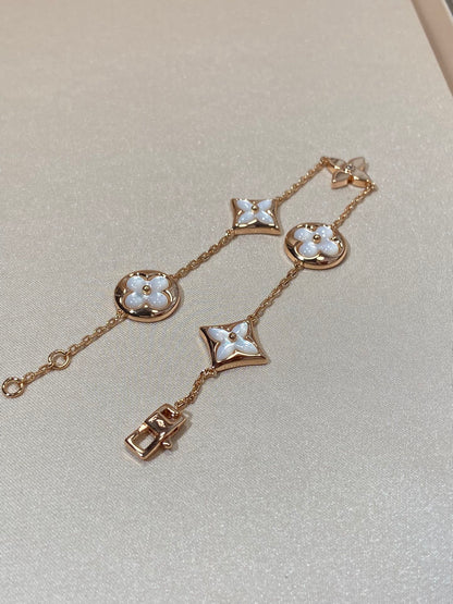 [OAKJURI Jewelry]STAR AND SUN 5 MOTIF MOP PINK GOLD BRACELET