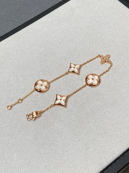 [OAKJURI Jewelry]STAR AND SUN 5 MOTIF MOP PINK GOLD BRACELET