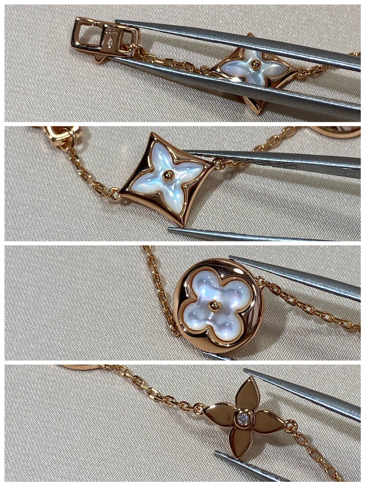 [OAKJURI Jewelry]STAR AND SUN 5 MOTIF MOP PINK GOLD BRACELET