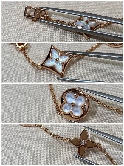 [OAKJURI Jewelry]STAR AND SUN 5 MOTIF MOP PINK GOLD BRACELET