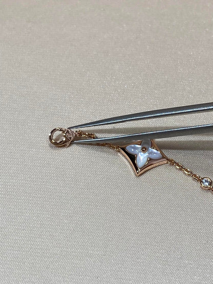 [OAKJURI Jewelry]STAR 4 MOTIF MOP DIAMOND PINK GOLD BRACELET
