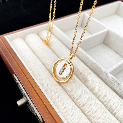 [OAKJURI Jewelry]LUCKY MOVE MOP PINK GOLD NECKLACE