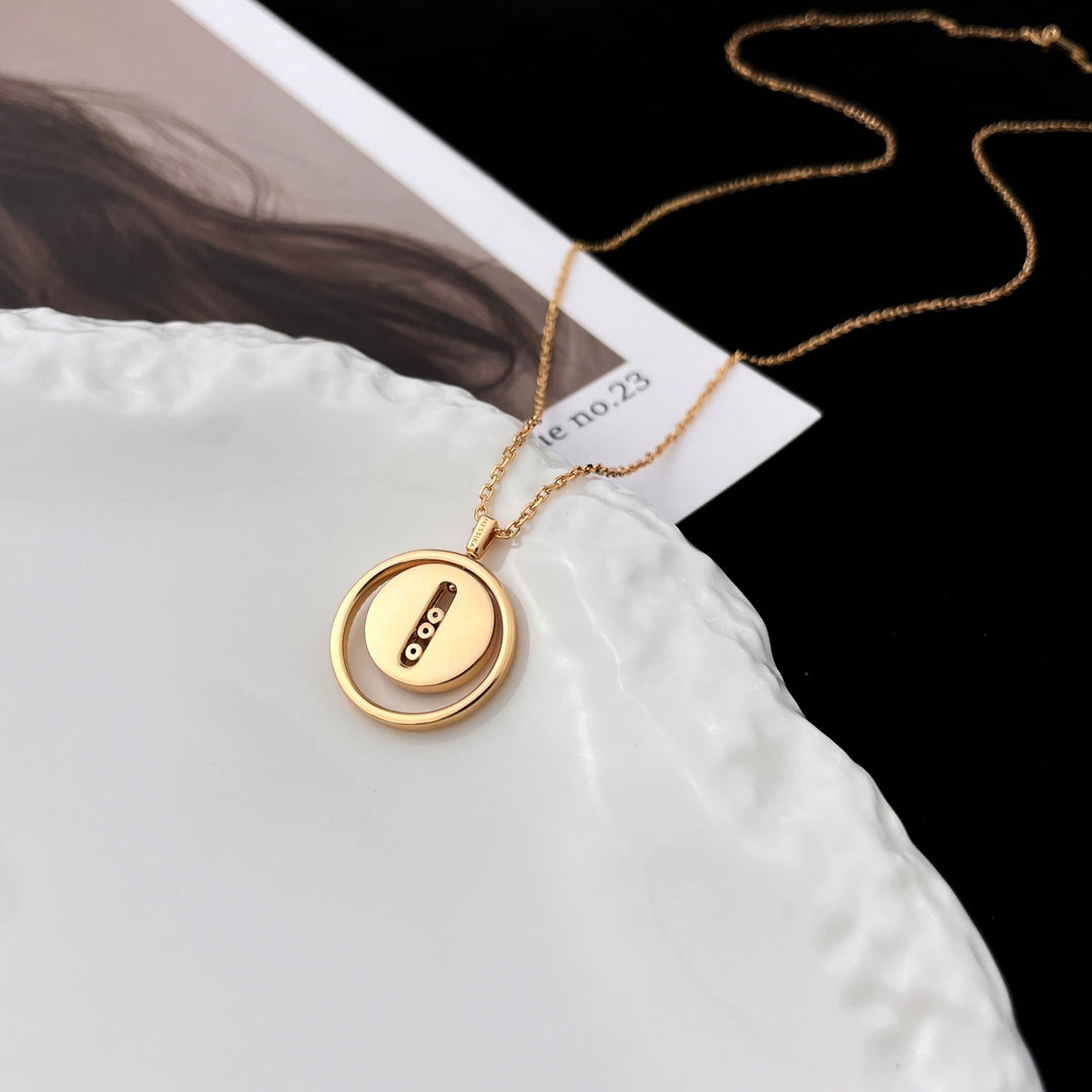[OAKJURI Jewelry]LUCKY MOVE MOP PINK GOLD NECKLACE