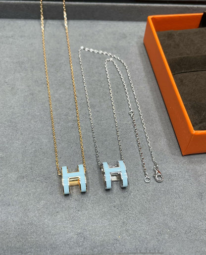 [OAKJURI Jewelry]POP H SKY BLUE NECKLACE