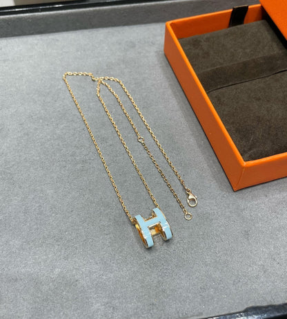 [OAKJURI Jewelry]POP H SKY BLUE NECKLACE